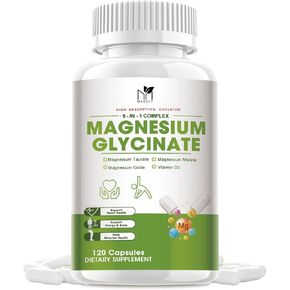 Magnesium Glycinate Supplement 500mg, Triple Magnesium Complex Capsules, High Absorption Chelated Magnesium Supplements for Calm Mood, Improved Sleep, Stress Relief, Support Heart & Nerve Health in Kuwait