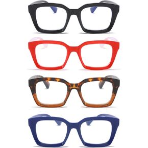 MMOWW 4 Pack Oversized Reading Glasses,Oprah Style Fashion Cute Readers for Women Blue Light Blocking +1.5 in Saudi Arabia