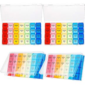 4 Pack Pill Organizer Monthly XL Large Weekly Pill Organizer 4 Times a Day Pill Box 7 Day Moisture Proof 4 Weeks Pill Box Organizer Pill Case 28 Day Large 7 Day Pill Case (8.2 x 4.6 x 1.2 Inch) in Saudi Arabia