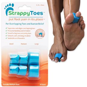 StrappyToes - فواصل أصابع القدم من السيليكون للنساء والرجال - تساعد على تصحيح أصابع القدم الملتوية والمتداخلة - مصحح الورم لتحسين صحة القدم - فواصل وأداة تمليس إصبع القدم الكبيرة in Kuwait