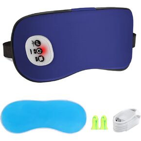 SandKing Wireless Heated Eye Massager with Cooling Eye Pad, Vibrating Heating Sleeping Mask for Men Women Kids -USB Charing Heated Eye Mask Electric for Dry Eyes, Relax,Travel (Blue)