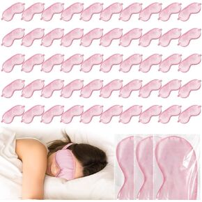 50 Pcs Silk Sleep Mask Eye Mask for Sleeping Adjustable Elastic Strap Blackout Eye Mask Smooth Soft Eye Covers No Pressure Sleep Mask for Women and Men Comfortable Eye Blindfolds (Black)