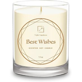 شموع معطرة برائحة الصويا النقية من تريبل هابينيس، شمع الصويا الطبيعي العطر المنزلي، يدوم طويلاً ويخفف التوتر، ديكور الغرفة، شموع للمنزل، 7.7 أونصة (الشاي الأبيض بعد المطر) in Kuwait