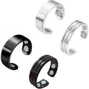 CSIYANJRY99 2-4PCS Lymphatic Drainage Ring for Women Men,Magnetic Lymph Detox Ring,Magnetic Therapy Ring for Stress Pain Relief,Magnetic Slim Open Adjustable Finger Rings