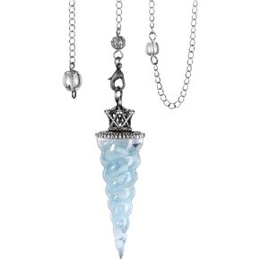 GEHECRST Amethyst Healing Crystal Pendulum for Divination Dowsing Natural Quartz Crystal Pointed Resin Pendulum Crystal Spiritual Gemstone Pendulums for Witchcraft Reiki Positive Energy