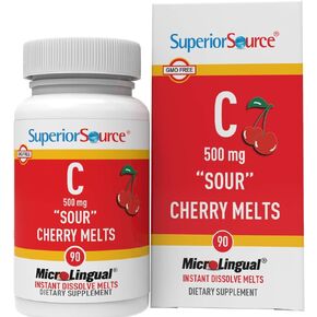Superior Source Vitamin C 500 mg Sublingual Tablets - Buffered VIT C Sour Cherry Melts - Immune System Booster, Energy Vitamins - 90 Count in Kuwait