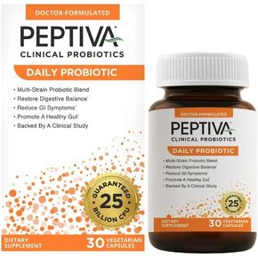 Peptiva Daily Probiotic, 25 Billion CFU, Multi-Strain Probiotics, Digestive Support Supplement - 30 Count in Kuwait