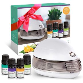 ناشر زيت صغير محمول - ناشر صغير للزيوت العطرية مع 4 عطور - برتقال، لافندر، أوكالبتوس، عشبة الليمون - ناشر روائح الزيوت العطرية المحمول أو USB المحمول يعمل بالبطارية in Kuwait