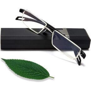 EYEURL Half Frame Reading Glasses 1.50 - Blue Light Blocking Computer Readers for Men Women Lightweight Anti Glare TR90 Black