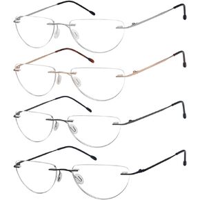 Eyekepper 4-pack Rimless Reading Glasses Women Men Half Moon Readers +0.50