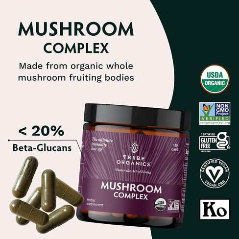 Superfood Master Blend Mushroom Vegan Capsules Supplement - 120 Count 60 Servings - Mushroom Powder Complex - Chaga | Reishi | Maitake | Shiitake | Turkey Tail Mushrooms for Immunity Support & Health in Saudi Arabia