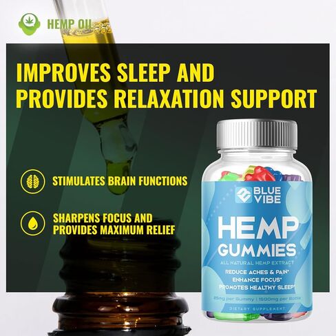 Blue Vibe Gummies - Blue Vibe Hemp Gummies Premium Blend Hemp, Blue Vibe Hemp Extract Gummies, Blue Vibe Advanced Formula Shark Hemp Tank Extract Supplement (60 Gummies) in Kuwait