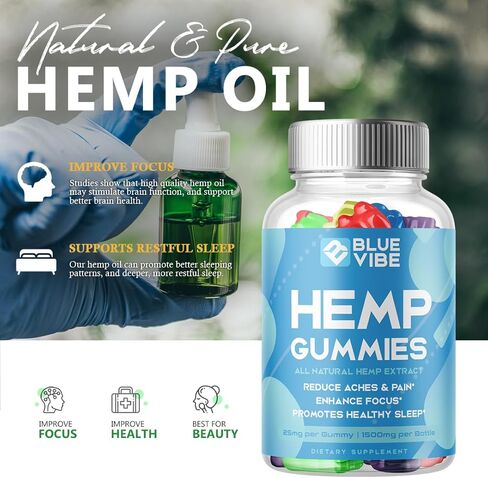 Blue Vibe Gummies - Blue Vibe Hemp Gummies Premium Blend Hemp, Blue Vibe Hemp Extract Gummies, Blue Vibe Advanced Formula Shark Hemp Tank Extract Supplement (60 Gummies) in Kuwait