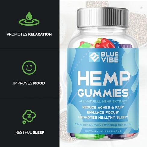 Blue Vibe Gummies - Blue Vibe Hemp Gummies Premium Blend Hemp, Blue Vibe Hemp Extract Gummies, Blue Vibe Advanced Formula Shark Hemp Tank Extract Supplement (60 Gummies) in Kuwait
