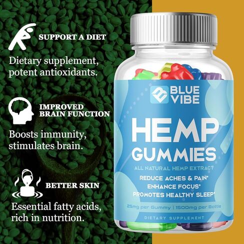 Blue Vibe Gummies - Blue Vibe Hemp Gummies Premium Blend Hemp, Blue Vibe Hemp Extract Gummies, Blue Vibe Advanced Formula Shark Hemp Tank Extract Supplement (60 Gummies) in Kuwait