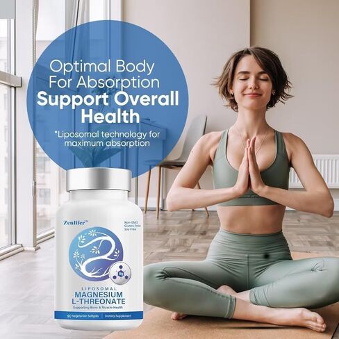 Zenlifer 90 كبسولة هلامية 2000 مجم ليبوسومال مغنيسيوم إل-ثريونات، مكمل تركيبة عالية الامتصاص للتركيز والذاكرة وصحة الدماغ وصحة العظام واسترخاء العضلات in Kuwait