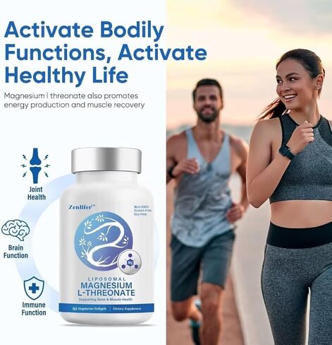 Zenlifer 90 كبسولة هلامية 2000 مجم ليبوسومال مغنيسيوم إل-ثريونات، مكمل تركيبة عالية الامتصاص للتركيز والذاكرة وصحة الدماغ وصحة العظام واسترخاء العضلات in Kuwait