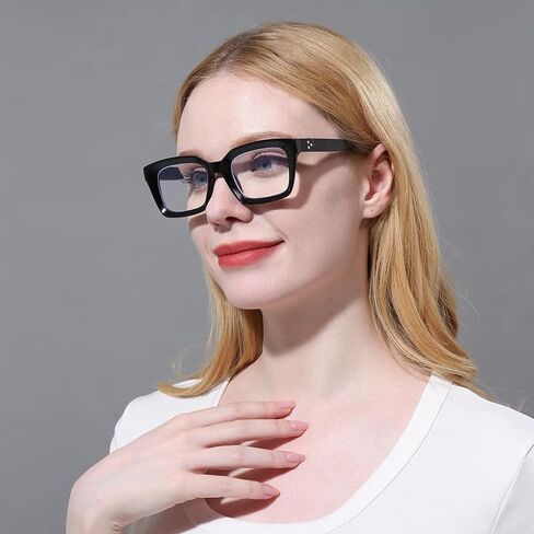 MMOWW 4 عبوات من نظارات القراءة كبيرة الحجم، قارئات لطيفة على طراز أوبرا للنساء باللون الأزرق تحجب الضوء +1.5 in Saudi Arabia