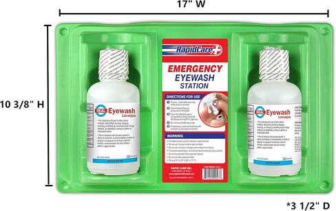 Rapid Care First Aid 662FAK-15-1 16 oz Eye Wash Station with 25 Person First Aid Kit, Exceeds OSHA/ANSI 2015 Standards, FDA Compliant, Wall Mountable, 20" x 14" x 4", Red, White & Blue in Kuwait