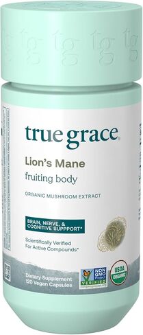 True Grace Mushroom Lion's Mane دعم الدماغ والأعصاب والإدراك - 120 كبسولة - عضوي in Kuwait