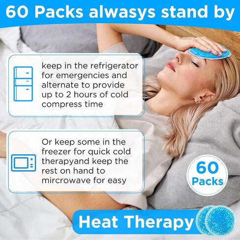 TrelaCo 60 Pack Small Round Gel Ice Packs Reusable Cold Packs Boo Boo Ice Packs for Kids, Cold Hot Compress for Pain Relief, Injuries, Wisdom Teeth, Breastfeeding, Tired Eyes, Face, Neck, Headaches in Saudi Arabia