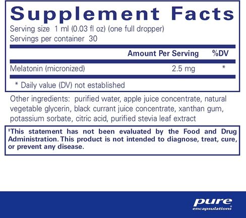 مغلفات نقية سائل الميلاتونين | مكمل مضاد للحساسية يدعم دورة النوم الطبيعية للجسم | 1 فلوريدا. أوقية. in Kuwait