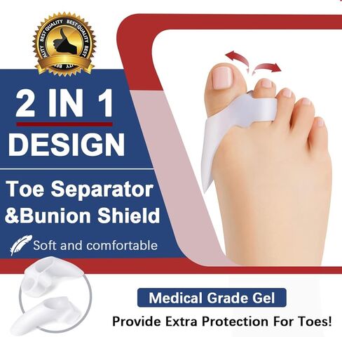 Bunion Corrector for Women Men, Toe Separators for Women, Toe Spacers for Bunion Relief (2 Loops), Bunion Pads with Gel Shield, Bunion Cushion Protector for Hammer Toes, Friction, Calluses, 10 Packs in Kuwait