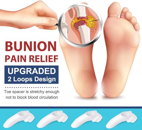 Bunion Corrector for Women Men, Toe Separators for Women, Toe Spacers for Bunion Relief (2 Loops), Bunion Pads with Gel Shield, Bunion Cushion Protector for Hammer Toes, Friction, Calluses, 10 Packs in Kuwait