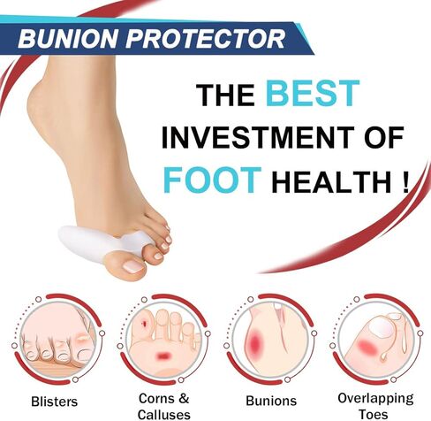 Bunion Corrector for Women Men, Toe Separators for Women, Toe Spacers for Bunion Relief (2 Loops), Bunion Pads with Gel Shield, Bunion Cushion Protector for Hammer Toes, Friction, Calluses, 10 Packs in Kuwait
