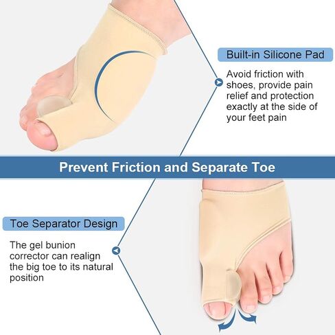 Bunion Corrector and Bunion Relief, Bunion Corrector for Women Bunion Protector Sleeve Gel Bunion Guard for Hallux Valgus, 1 Pair Toe Separator Straightener Spacers for Men and Women in Saudi Arabia