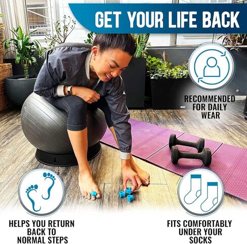 StrappyToes - فواصل أصابع القدم من السيليكون للنساء والرجال - تساعد على تصحيح أصابع القدم الملتوية والمتداخلة - مصحح الورم لتحسين صحة القدم - فواصل وأداة تمليس إصبع القدم الكبيرة in Kuwait