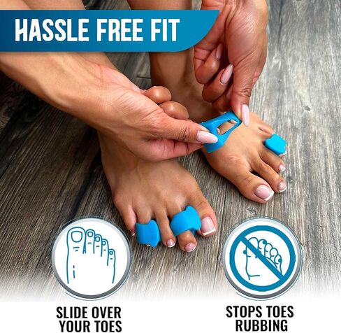 StrappyToes - فواصل أصابع القدم من السيليكون للنساء والرجال - تساعد على تصحيح أصابع القدم الملتوية والمتداخلة - مصحح الورم لتحسين صحة القدم - فواصل وأداة تمليس إصبع القدم الكبيرة in Kuwait