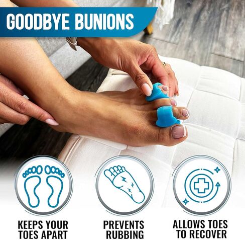 StrappyToes - فواصل أصابع القدم من السيليكون للنساء والرجال - تساعد على تصحيح أصابع القدم الملتوية والمتداخلة - مصحح الورم لتحسين صحة القدم - فواصل وأداة تمليس إصبع القدم الكبيرة in Kuwait