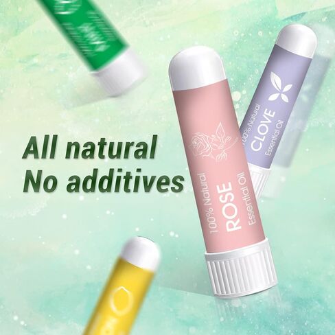 مجموعة التدريب على الرائحة من هيونوودو، 6 زيوت عطرية - الليمون والنعناع والورد والجريب فروت والقرنفل والأوكالبتوس وأجهزة الاستنشاق الأنفية تساعد على استعادة حاسة الشم، ومجموعة تدريب حاسة الشم مع دليل تدريب على الرائحة in Kuwait