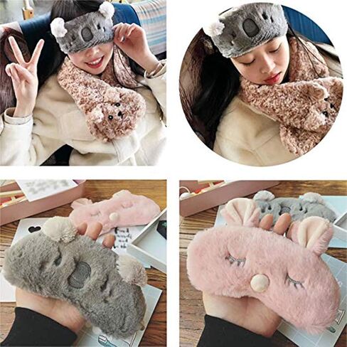 4 قطع لطيف الحيوان النوم قناع النوم للنوم لينة أفخم الغمامة لطيف الأرنب الباندا كوالا غطاء العين العين للأطفال المراهقين الفتيات النساء in Kuwait