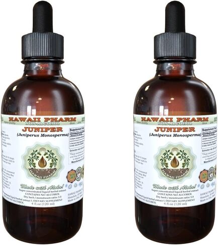 Juniper Alcohol-Free Liquid Extract, Organic Juniper (Juniperus Monosperma) Dried Berry Glycerite Hawaii Pharm Natural Herbal Supplement 2 oz in Kuwait