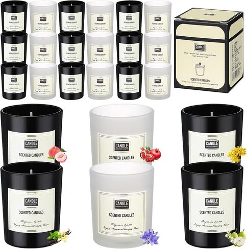 MTLEE 36 قطعة شموع معطرة شموع كبيرة للمنزل مجموعة هدايا شموع معطرة للنساء تدوم طويلاً، شمعة برطمان للعلاج العطري لعيد ميلاد المعلم وعيد الشكر (نمط بسيط) in Saudi Arabia