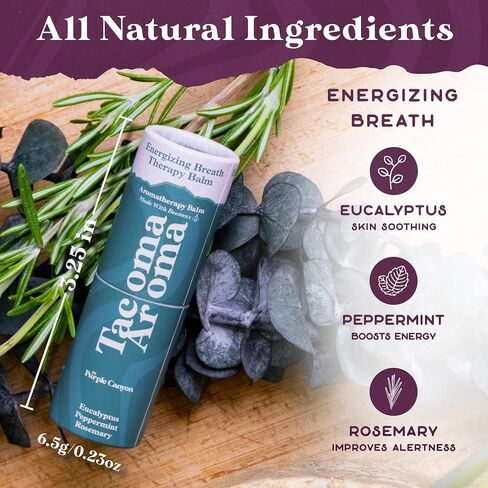 Essential Oils Balm Stick | Mystic Energy Aromatherapy Balm by Tacoma Aroma | Natural Beeswax Body Balm | Grapefruit, Lemongrass & Sandalwood Essential Oils Blend For Mindfulness | 6.5 grams in Kuwait