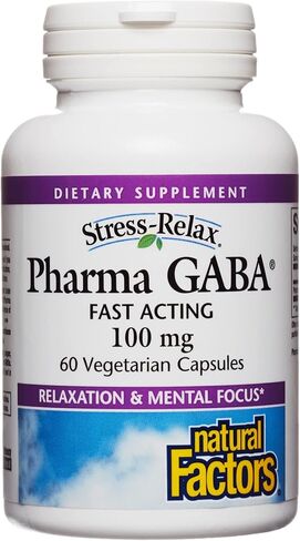Stress-Relax Pharma GABA 100 ملغ من Natural Factors، دعم الإجهاد غير النعاس للاسترخاء والتركيز الذهني، 60 كبسولة نباتية (30 وجبة) in Saudi Arabia