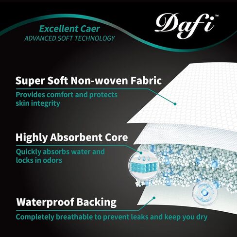 DAFI Disposable Bladder Control Pads XL/40 Count Incontinence Pads for Women & Men, Adult Underwear Guards Unisex, Maximum Absorbency Leakage Protection in Kuwait