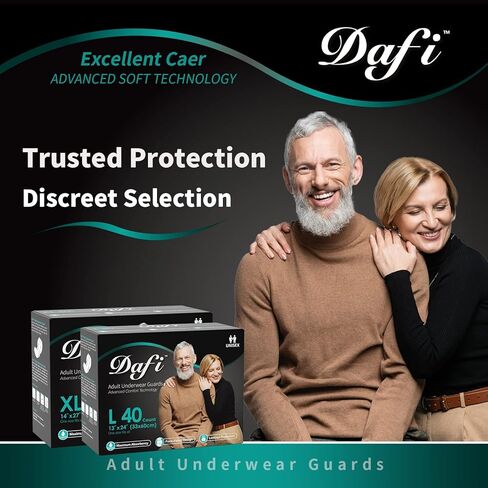 DAFI Disposable Bladder Control Pads XL/40 Count Incontinence Pads for Women & Men, Adult Underwear Guards Unisex, Maximum Absorbency Leakage Protection in Kuwait