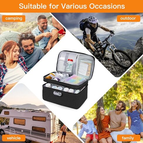 حقيبة تنظيم الأدوية من ديرغزي للسفر مع قفل مركب، حقيبة سفر لتنظيم زجاجات حبوب الدواء قابلة للقفل للوصفات الطبية والمستلزمات الطبية in Kuwait