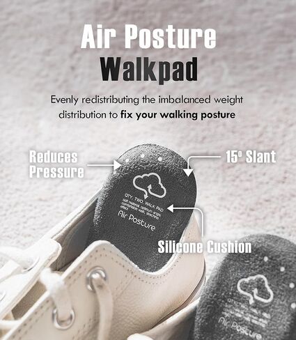 Pincher Air Posture Walkpad 4EA - وسادة الكعب لتصحيح الوضعية | وسائد الكعب المريحة للقدم لتخفيف آلام الكعب | حشوات أحذية قابلة لإعادة الاستخدام للنساء والرجال | قبضة كعب قوية على نعال الأحذية (رمادي) in Kuwait