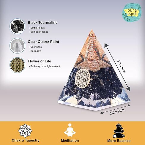 بورا اسبريت هرم الاورجون النوبي من التورمالين الاسود - كريستالات شاكرا العلاجية لحماية اي ام اف - هرم اورغون كريستالي علاجي - هرم اورجونيت للطاقة الإيجابية - هرم التورمالين الاسود النوبي in Kuwait