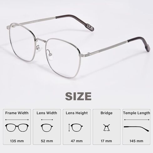 OPTOFENDY Metal Blue Light Blocking Glasses for Women Men, Square Computer Eyeglasses, Anti Eyestrain & UV Protection in Kuwait