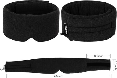 HEADMALL 100% Cotton Blackout Sleep Mask for Men Women - Super Soft & Comfortable Eye Mask for Sleeping , Light Blocking Eye Cover Upgrated Material, Adjustable Blindfold for Airplane Travel / Nap… in Kuwait