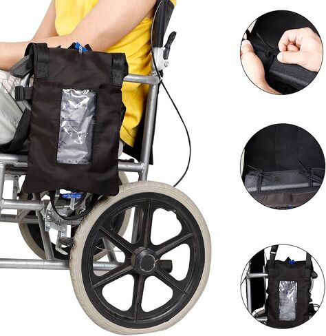 فوشيدا اغطية اكياس القسطرة حامل كيس تصريف البول مع انبوب قابل للفصل، حزام قابل للتعديل سعة 2 لتر للاستخدام المنزلي والسفر، كرسي سهل، بجانب السرير، لمرضى سلس البول in Kuwait