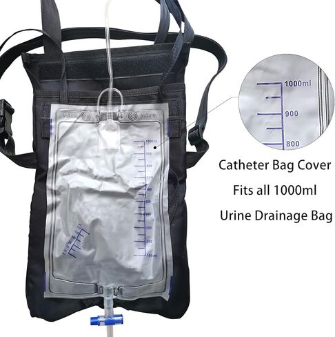 فوشيدا اغطية اكياس القسطرة حامل كيس تصريف البول مع انبوب قابل للفصل، حزام قابل للتعديل سعة 2 لتر للاستخدام المنزلي والسفر، كرسي سهل، بجانب السرير، لمرضى سلس البول in Kuwait