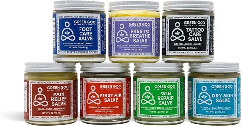 مرهم طبيعي للعناية بالبشرة من جرين جو، لتخفيف الآلام مع زهرة الأرنيكا، علبة سفر بحجم 0.7 أونصة، 4 عبوات in Kuwait