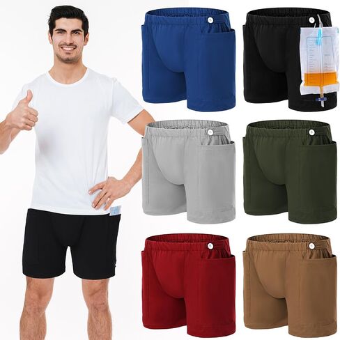 Timgle 6 قطع من سراويل كيس البول للعناية بسلس البول وسروال قسطرة وحقيبة تصريف التبول، تصميم جيب مزدوج، جراحات البطن، ملابس العناية بحقيبة تصريف فغر المريض للأشخاص الذين يعانون من سلس البول in Saudi Arabia